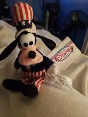Disney Store Uncle Sam Goofy Plush Bean Bag Beanie 4th of July Vintage With Tag
