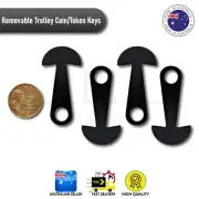 4x Black Removable Shopping Trolley Coin Token Key Unlocker Woolies coles Aldi$2