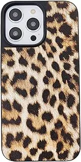 iPhone 13 Mini Case for Women, DMaos Leopard Design Synthetic Leather Cover, Classic Fashion for iPhone13 Mini 2021 5.4 inch - Brown