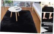 Soft Modern Indoor Shaggy Area Rug for Bedroom Livingroom 2 x 3 Feet Black
