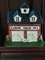Vintage cast Iron Doorstop Fire Station Engine House #1