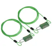 2Set 4 Digit Combination Lock 4.9' Security Cable Padlock Steel Lock, Green