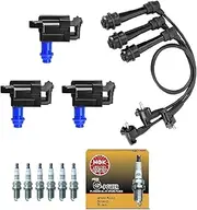3PCS Ignition Coil & Spark Plug + Wireset Compatible with Lexus Toyota Supra GS300 IS300 L6 3.0 1998 2001 2002 2003 2004 2005 UF228 UF-228 7092 BKR6EGP MIU12783 178-8397 610-58528