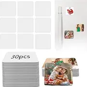 Sublimation Magnet Blanks, 30PCS Blank Refrigerator Magnets - Personalized Square Fridge Blanks Products for Kitchen Office Decorative, 5.5x5.5 cm (Square) ,White DK-bxt30