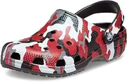 [Crocs] Unisex-Adult Classic Camo Clogs, Black/Red, 7 Men/9 Women