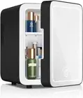 Makeup Fridge With Dimmable LED Light Mirror, 4L Mini Fridge for Bedroom, Black