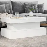 vidaXL Coffee Table with LED Lights White 90x50x40 cm