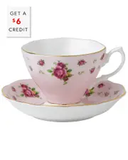Royal Albert New Country Roses Teacup & Saucer Set with $6 Credit