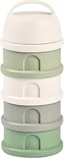 BEABA Stackable Milk Dispenser, 100% Hermetic, 4 compartments,Large Capacity, Evolutive use, White/Sage Green