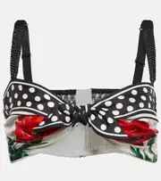 [Dolce & Gabbana] Dolce & Gabbana Printed tie-front silk bralette AU 18 multicoloured
