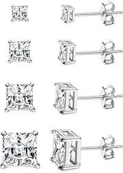 [Kakonia] Cubic Zirconia Stud Earrings for Women Men | 18K Gold Plated Hypoallergenic Sterling Silver Post Earrings | Big Brilliant Simulated Diamond CZ Halo Stud Earrings for Sensitive Ears