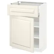METOD / MAXIMERA base cabinet with drawer/door, white/Bodbyn off-white, 60x37x80 cm
