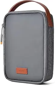 Amzgear Organizer Travel Case - Grey: Electronics Accessories Cable Gadget Bag with Double Layer Box for Charger, Drive, Mouse, Apple Pencil, Power Bank, Hard Drives, Phone, USB