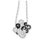 14k White Gold w/ Black and White Real Diamond Fancy Pendant