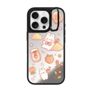 iPhone 16 Pro Mirror Ring Stand Case MagSafe Compatible Peach Puffie ny Creampuffs