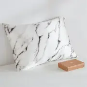 Ecosa Silk Pillowcase - White Marble Pillowcase