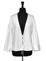 B0 NEW CLUB MONACO White Cotton Deep V-Neck Tie Front Closure Blouse Top Sz S/P