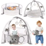 5-in-1 XL Baby Gym and Ball Pit - Tummy Time Sit and Play Playmat with Toys