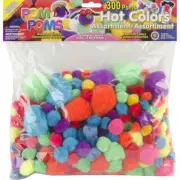 Pepperell Pom-Poms Assorted 300/Pkg-Hot
