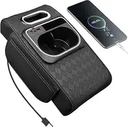 Arm Rest Organizer Car | Auto Arm Rest Heightening Pad | Multifunctional Car Armrest Cushion with Cup Holder & Tissue Box, Auto Accessories for Road Trips, Commuting, Front Seat Storage