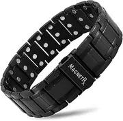 MagnetRX 3x Strength Magnetic Bracelets for Men – Effective Titanium Mens Magnetic Bracelet – Premium Fold–over Clasp & Adjustable Length with Sizing Tool & Gift Box (Black)
