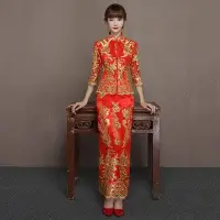 在飛比找Yahoo!奇摩拍賣優惠-【曼妮婚紗禮服】3件免郵~新娘旗袍禮服龍鳳掛 中式結婚禮服B