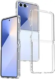 TR4U Clear Case Compatible with Samsung Galaxy Z Flip 7 [Anti-Yellowing][Military Grade Drop Protection], Hard Back Cover, Anti-Scratch Clear Case Compatible with Samsung Galaxy Z Flip 7 6.8" (2025)