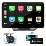 7" HD Portable Carplay Wireless Touch Screen Double Din Car Stereo Compatible...