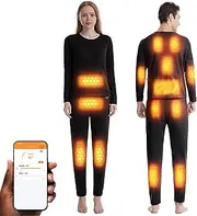 [IMYOGI] Cozy 14 Zones Heated Underwear Suit, Smart APP Control Motorcycle Long Johns Set Electric Thermal Underwears Shirt Pants