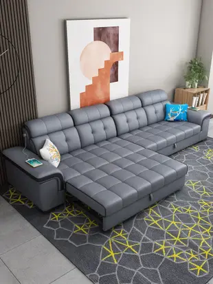 免運 直排科技布沙發床折疊兩用客廳多功能一字型伸縮變四人位沙發