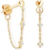[YUXINTOME] 925 Sterling Silver Ear Needle Korean Style Heart Dangle Earrings with Chain Tassel - Sterling Silver Elegant Bridal Jewelry for Women, Wedding Party Gift, Everyday Fashion Accessories