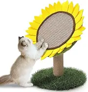 Cat Scratching Post, Sunflower Claw Scratching Post for Kitty, Natural Sisal Scratcher Board, Cute Furniture Interactive Activity Pad Toys for Kitten & Cat, 18x12 Inch