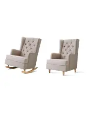 [Artiss] Fabric Rocking Armchair in Beige