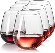 FYL 6pcs Unbreakable Wine Glasses, Dishwasher Safe Plastic Stemless 400ml 14oz Wine Glasses Set of 6 Premium Quality Tritan Party Reusable Red White Acrylic Wine Glass