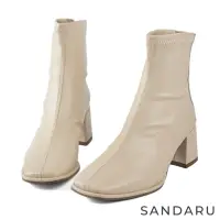 在飛比找momo購物網優惠-【SANDARU 山打努】短靴 方頭素面高跟顯瘦短靴(米)
