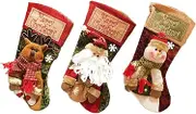 Christmas Stockings Santa Claus Snowman Elk Socks Xmas Stockings 19'' Decoration Bag (3pcs Set)