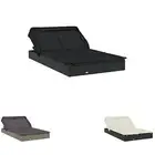 2-Person Sunbed Sun Lounge Outdoor Furniture Daybed Black Poly Rattan vidaXL