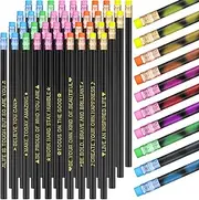 Eersida 40 Pcs Color Changing Mood Pencil with Motivational Sayings, 2B, Fun Assorted Thermochromic Pencils with Eraser(Bright Color,Bible Verses)