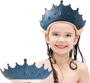 FUSACONY Baby Shower Cap Shield, Shower Cap for Kids, Visor Hat for Eye and Ear Protection for 0-9 Years Old Children, Cute Crown Shape Makes The Baby Bath More Fun (Blue)