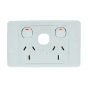 Clipsal 2000 Series Double Powerpoint With Extra Switch Less Mech 250V 10Amp Horizontal White - 2025XUA-WE