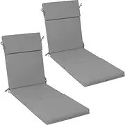 Preboun 2 Pieces Outdoor Chaise Lounge Cushion Furniture Patio Lounge Chair Replacement Cushion Outside Fabric Chair Sun Lounger Seat Foam Covers for Patio Lawn Summer Beach Pools (Gray)