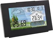 Daseeme Weather Station Indoor Outdoor Hygrometer, Color Touch Screen Alarm Clock with Snooze, Calendar, Adjustable Backlight & USB Charging