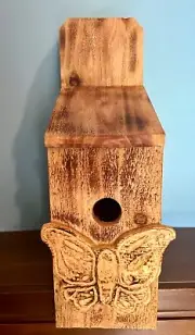 Rustic Hand Crafted Cedar Bird Nesting Box, Hand Carved, USA