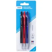J.Burrows Retractable Ballpoint Pens Assorted 3 Pack