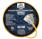 100ft Heavy Duty 12 Gauge Lighted 3 Outlet Extension Cord - 100' 12/3 Out SJTW