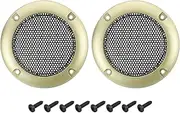 uxcell 2 Pcs 2inch Black Speaker Grill Mesh Metal Woofer Guard Protector Dust Cover Gold Decorative Circle ABS Frame with Screws for Home Audio Car Speaker Replacement