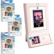 HP Sprocket Photobooth 3x4" Photo Printer, Pink Bundle Zink Photo Paper 300 Pack