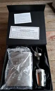 8oz Stainless Steel Liquor Flask & Funnel with 4Cups set Brand New