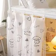 HYJHHY Universal Loft Bed Curtains for Bottom Gauze Mosquito Bunk Bed Curtains for Top Blackout Dustproof Bunk Bed Tent Sleep Protection Caravan(Curtain*2+top,1.15M_Dog)