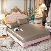 [PacuM] Queen Sheets Bedsheet Satin Silk Fitted Sheet High-End Solid Color Mattress Cover Elastic Band Bed Sheet Queen Sheet Set (Color : Xiang bin jin, Size : 90x190x20cm)